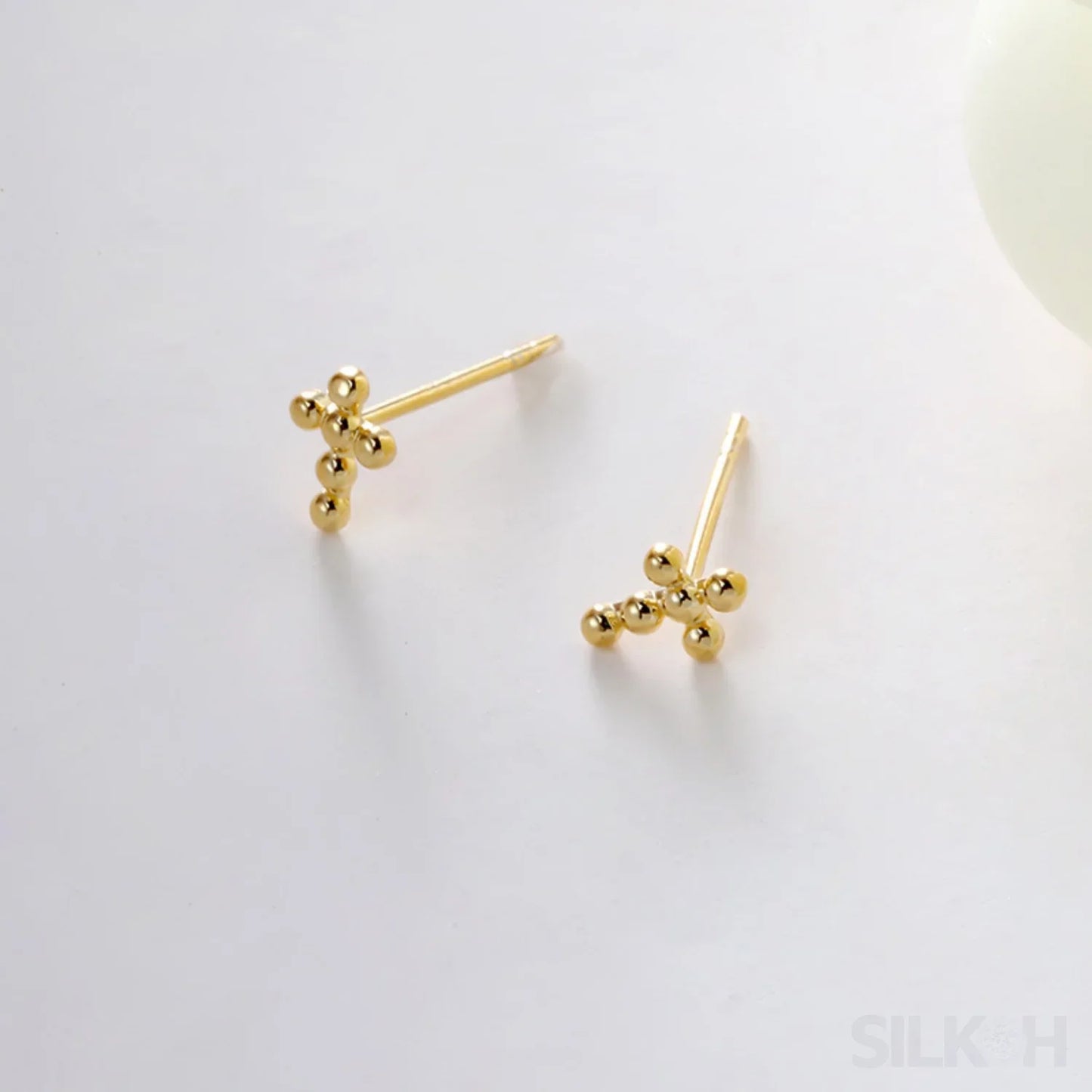 18K Gold Plated Sterling Silver Minimalist Stud Earrings Mae - Sassygrove