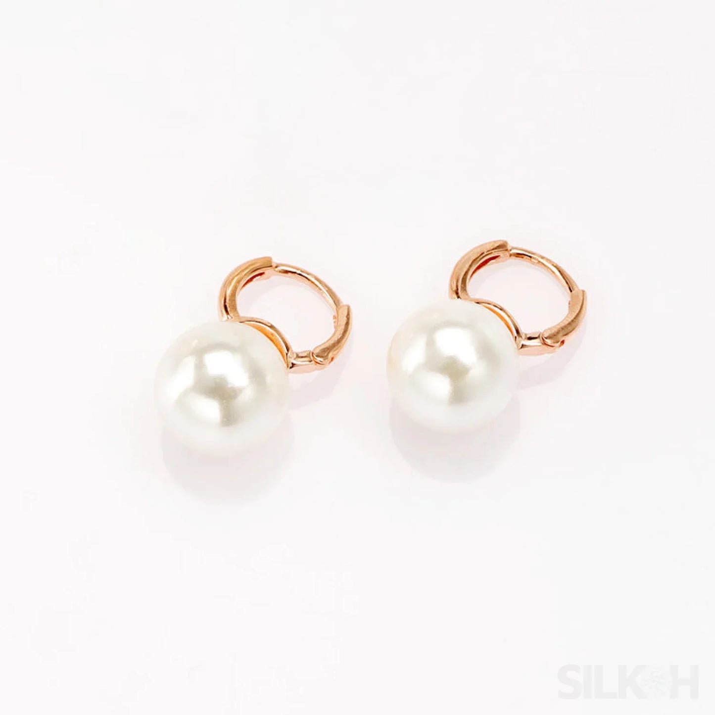 18K Gold Plated Sterling Silver Pearl Hoop Earrings Dot - Sassygrove