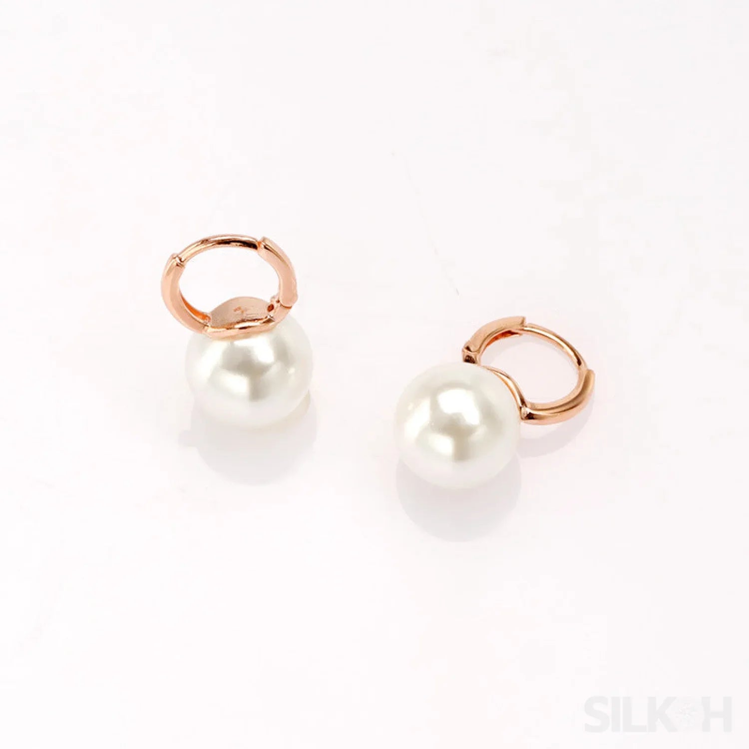 18K Gold Plated Sterling Silver Pearl Hoop Earrings Dot - Sassygrove