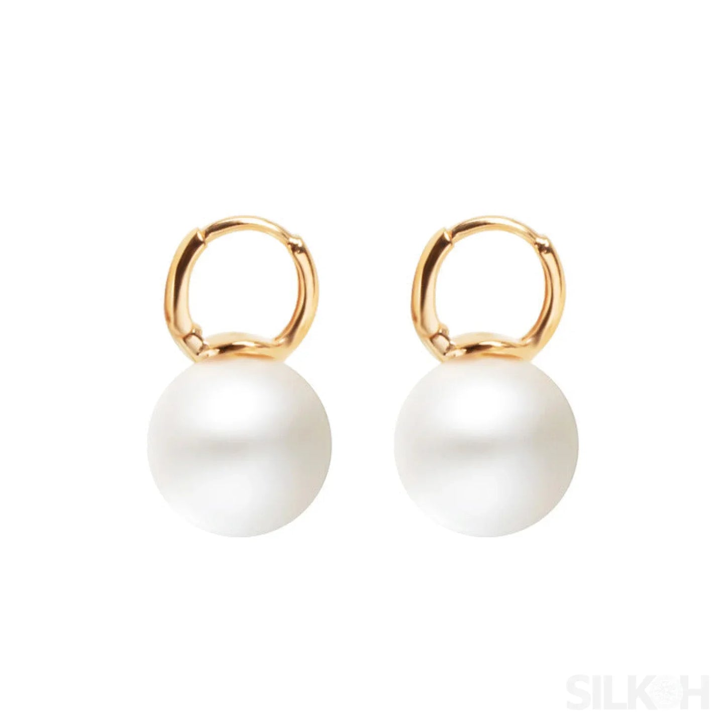 18K Gold Plated Sterling Silver Pearl Hoop Earrings Dot - Sassygrove