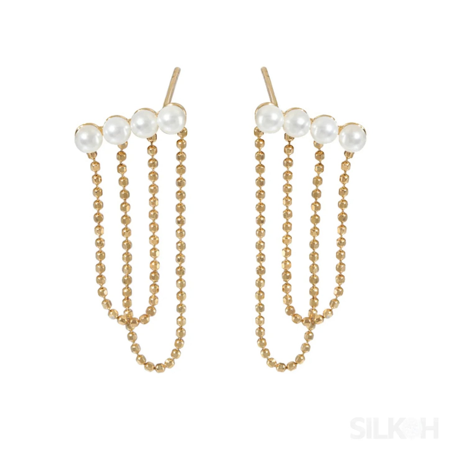 18K Gold Plated Sterling Silver Pearl Tassel Earrings Kay - Sassygrove