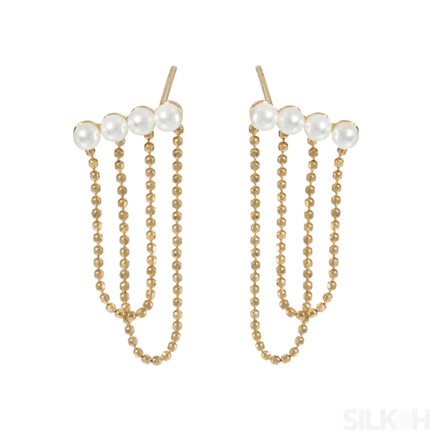 18K Gold Plated Sterling Silver Pearl Tassel Earrings Kay - Sassygrove