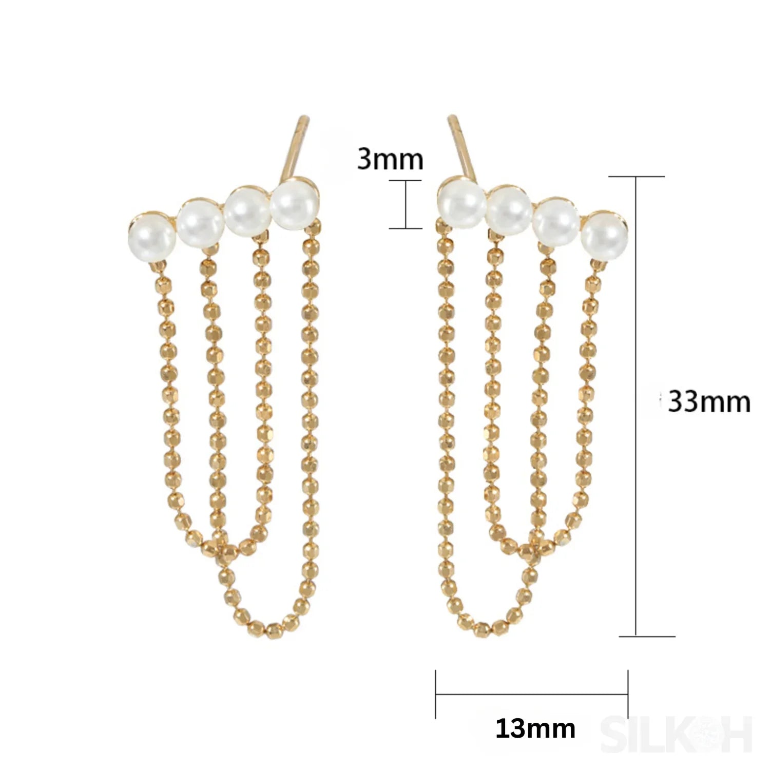 18K Gold Plated Sterling Silver Pearl Tassel Earrings Kay - Sassygrove