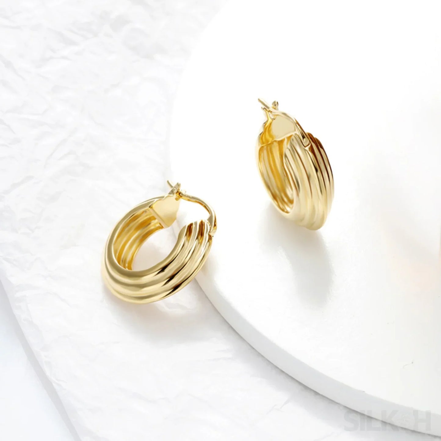 18K Gold Plated Sterling Silver Small Hoop Earrings Jax - Sassygrove