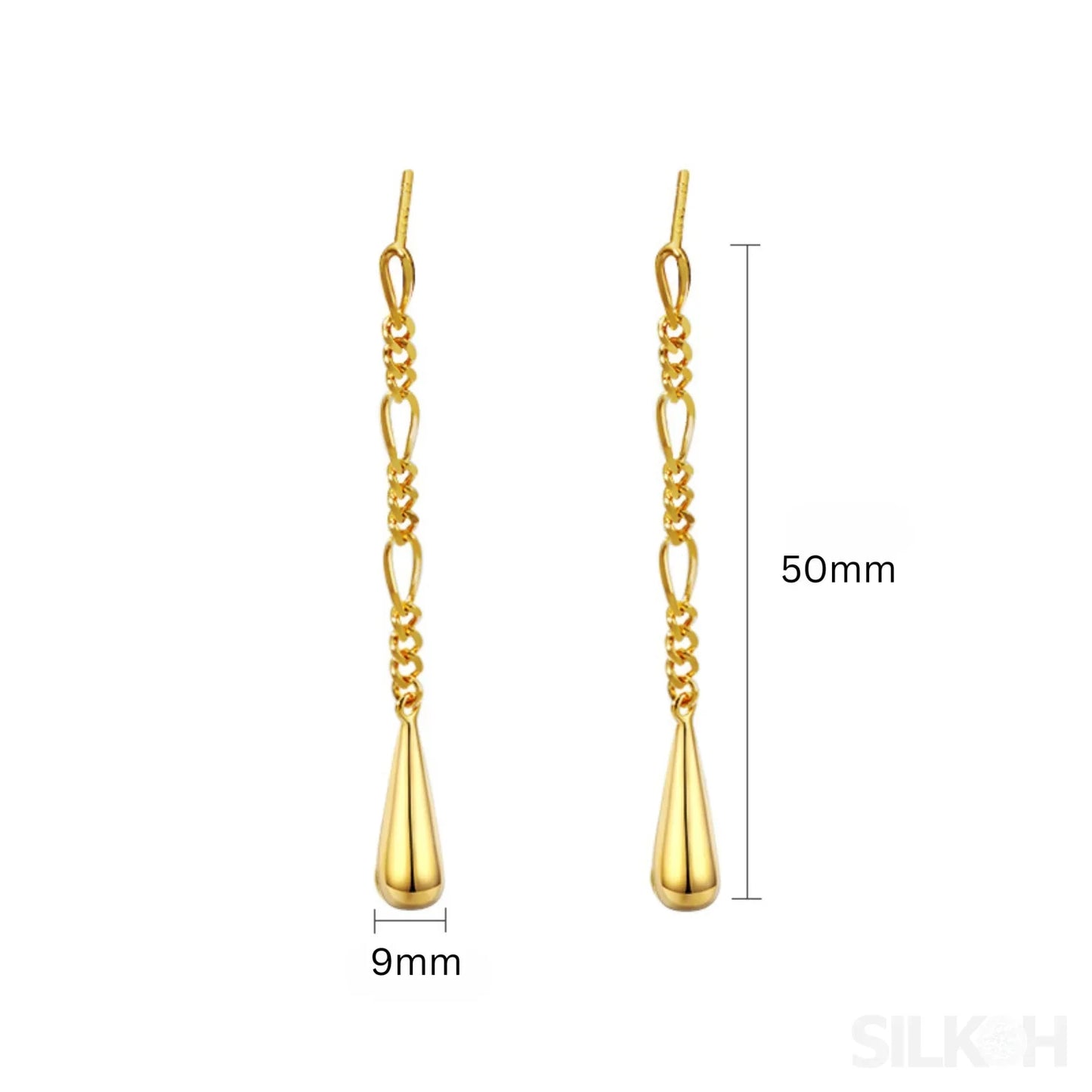 18K Gold Plated Sterling Silver Tassel Long Stud Earrings Autumn - Sassygrove