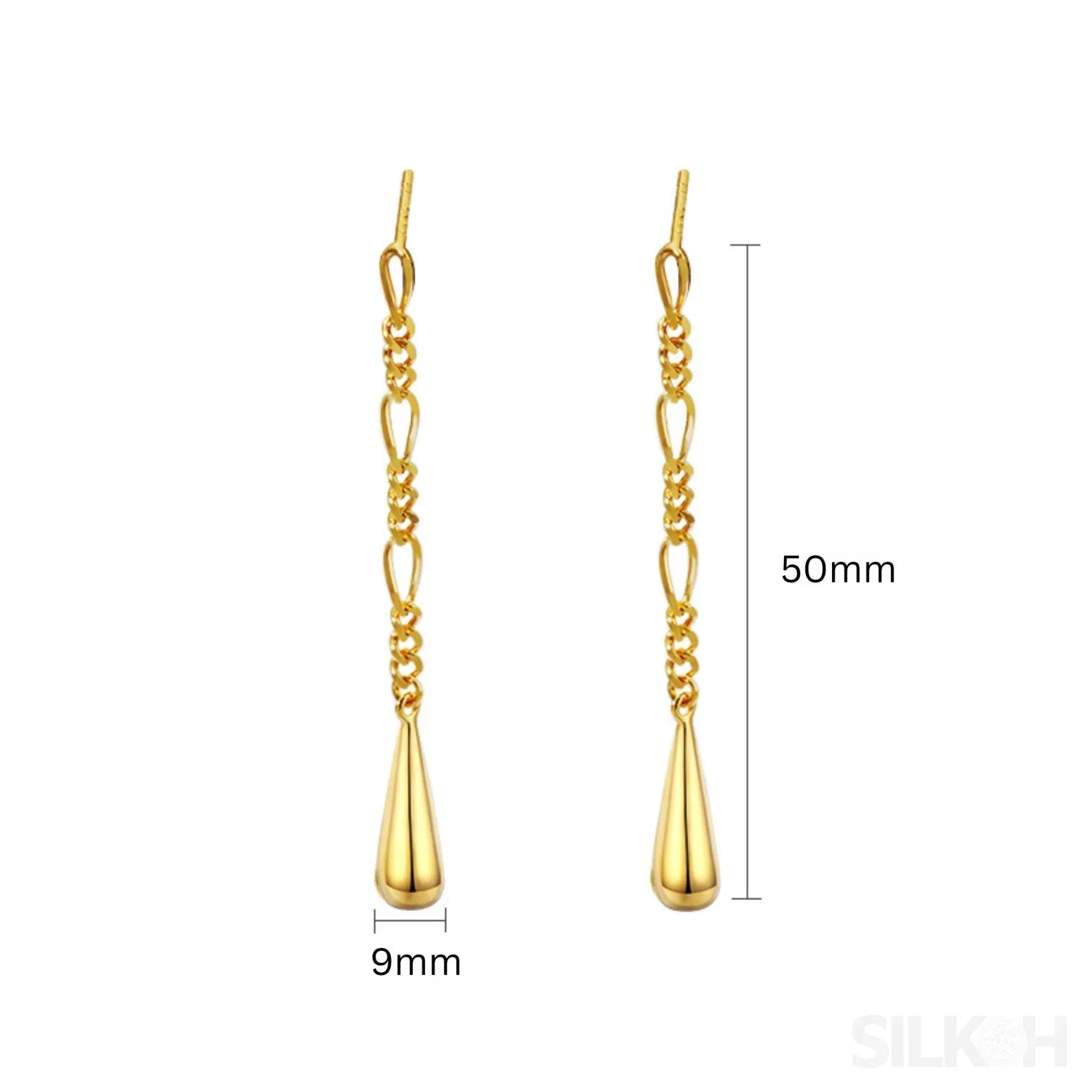 18K Gold Plated Sterling Silver Tassel Long Stud Earrings Autumn - Sassygrove