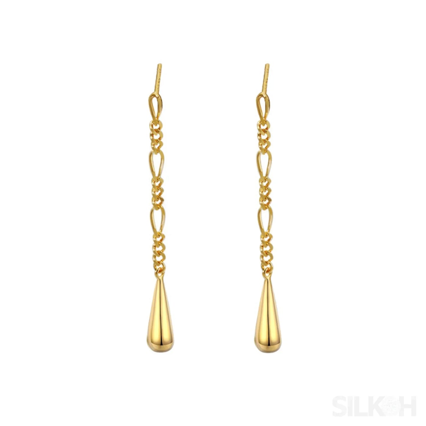 18K Gold Plated Sterling Silver Tassel Long Stud Earrings Autumn - Sassygrove