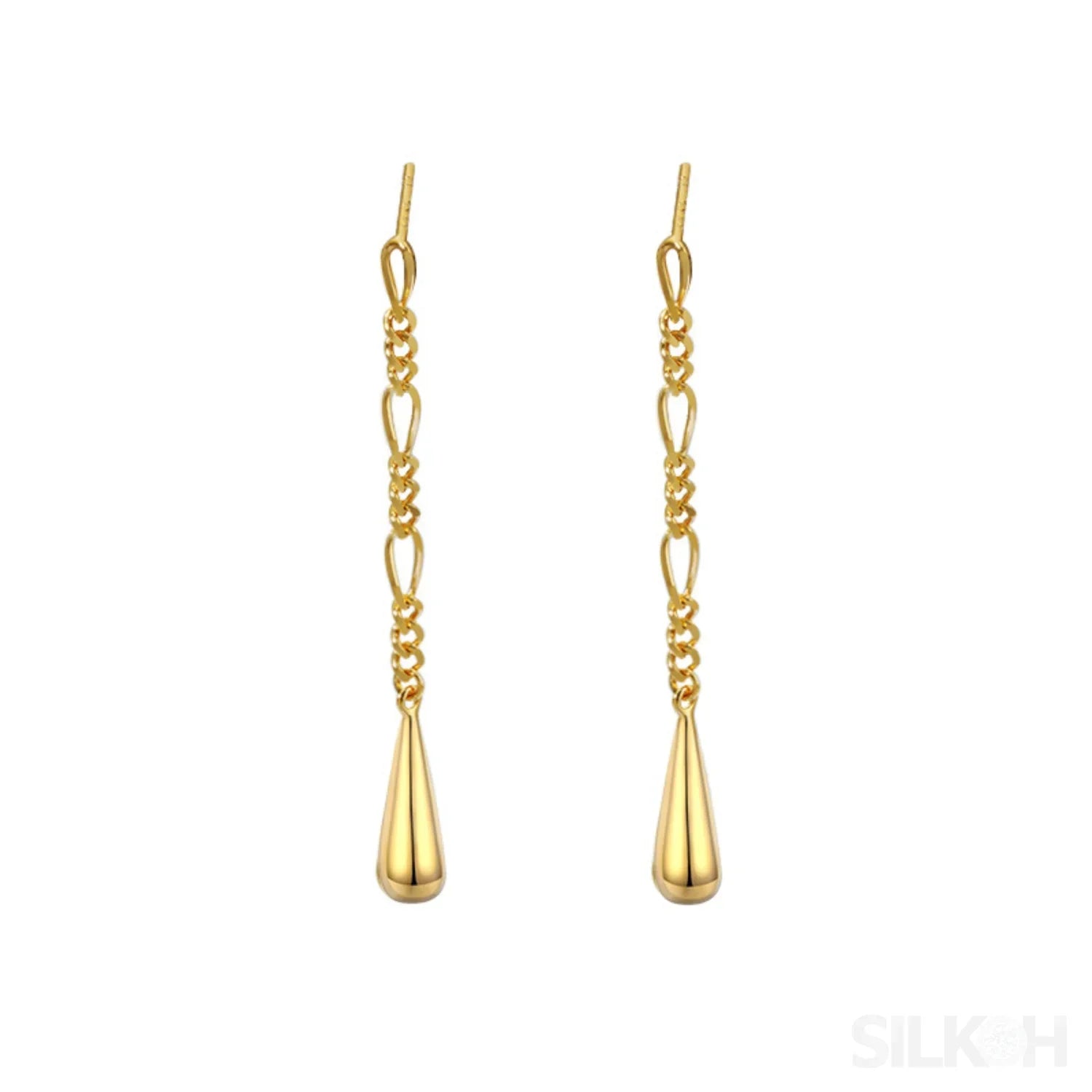 18K Gold Plated Sterling Silver Tassel Long Stud Earrings Autumn - Sassygrove
