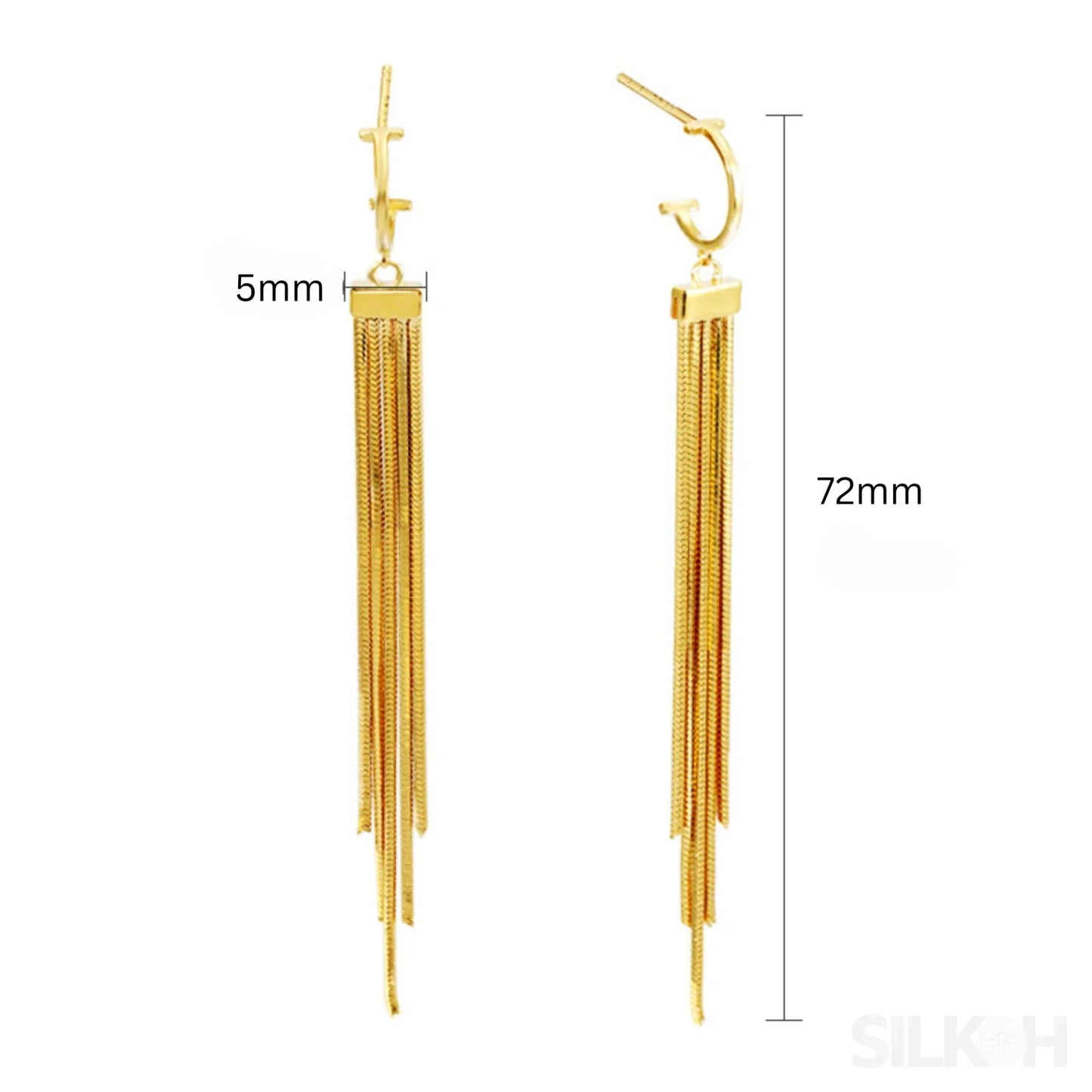 18K Gold Plated Sterling Silver Tassel Stud Earrings Luna - Sassygrove