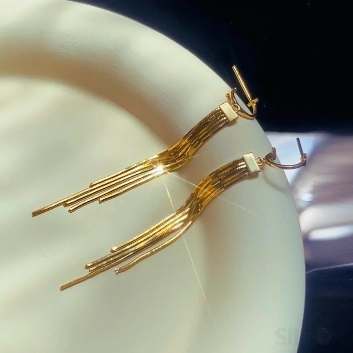 18K Gold Plated Sterling Silver Tassel Stud Earrings Luna - Sassygrove