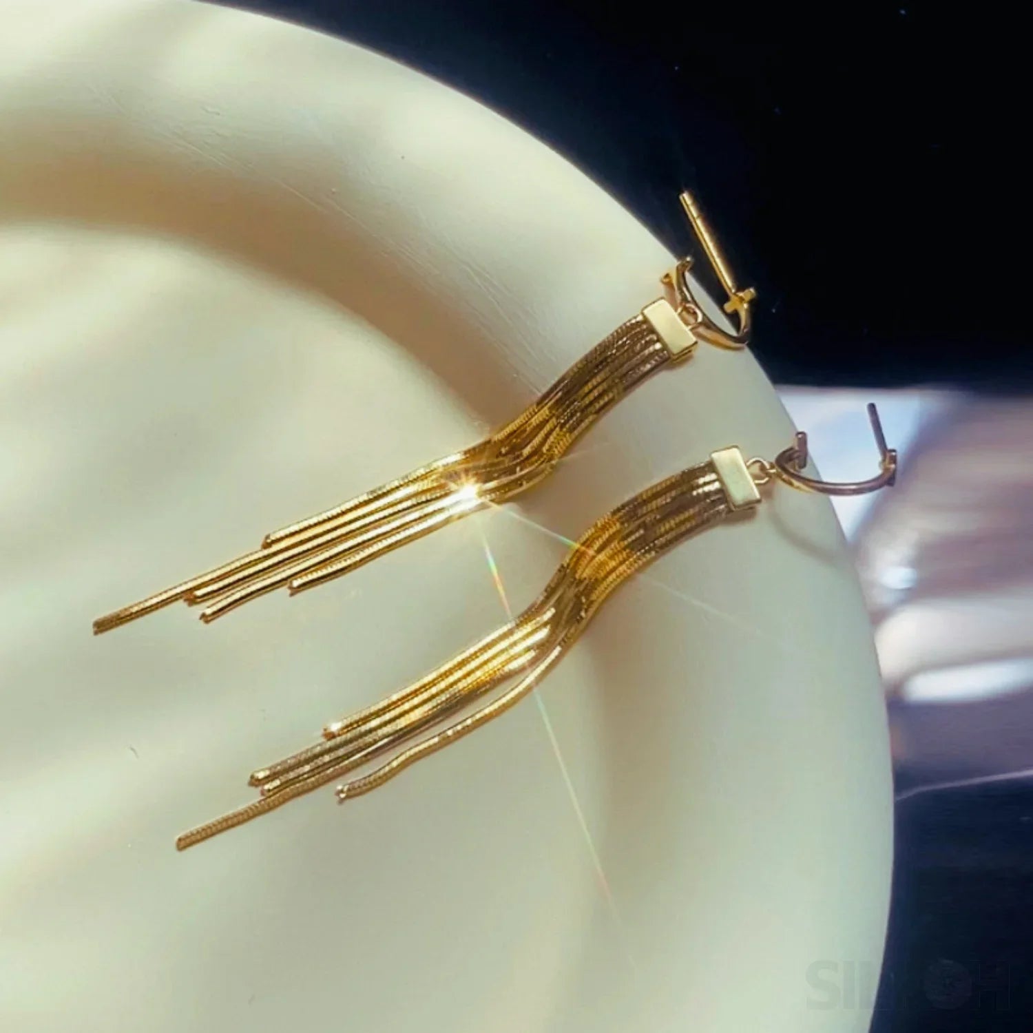 18K Gold Plated Sterling Silver Tassel Stud Earrings Luna - Sassygrove