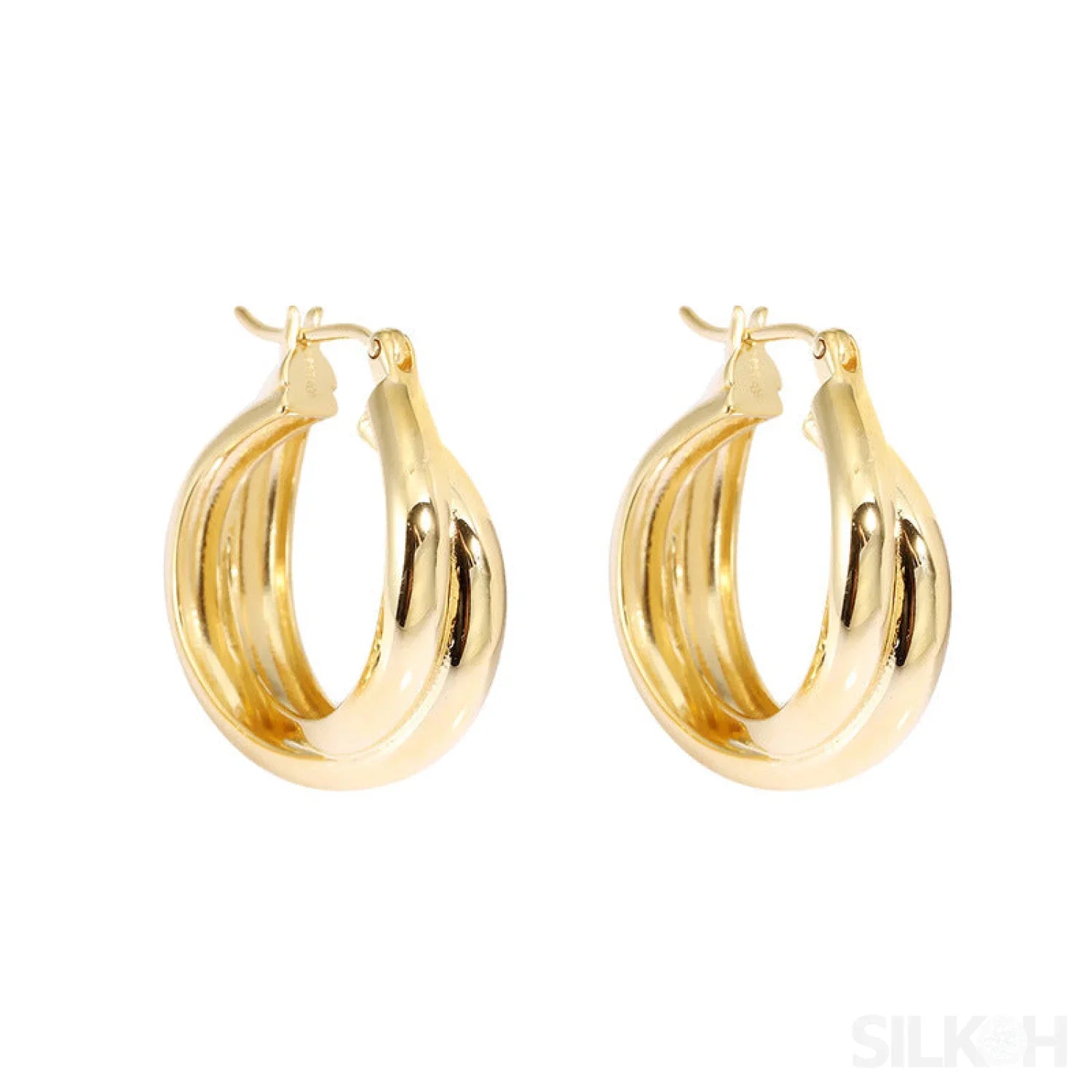 18K Gold Plated Sterling Silver Twisted Hoop Earrings Eda - Sassygrove