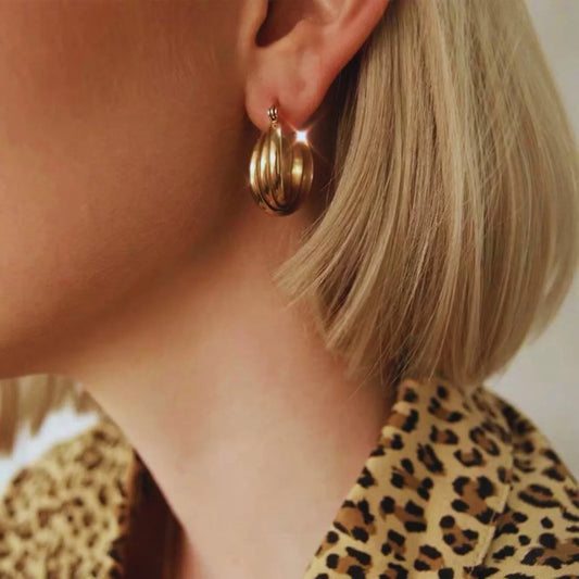 18K Gold Plated Sterling Silver Twisted Hoop Earrings Eda - Sassygrove