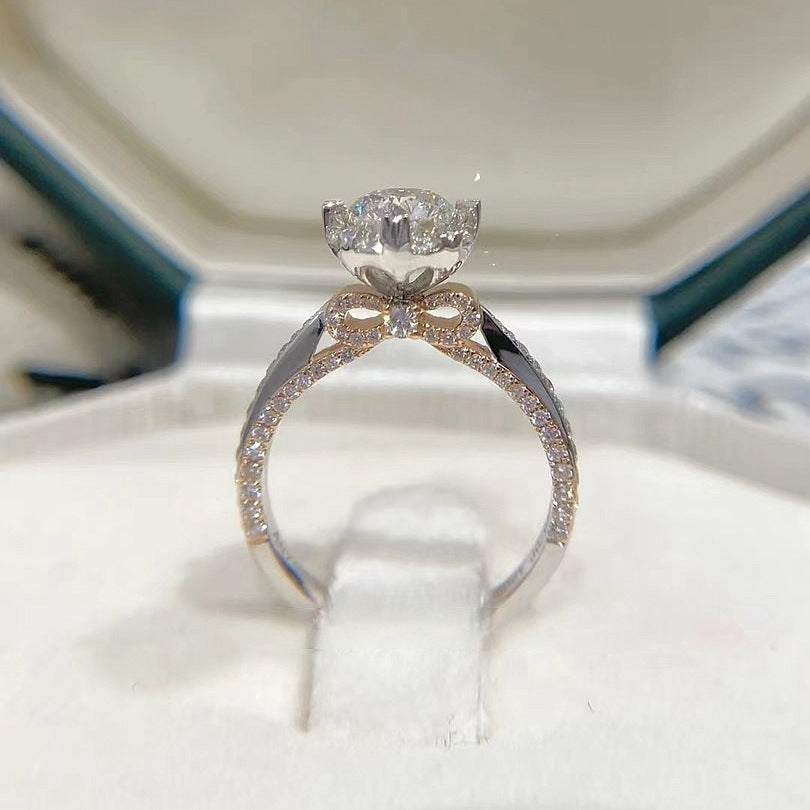 Sterling Silver Moissanite Ribbon Bow Ring – 1 Carat - Sassygrove