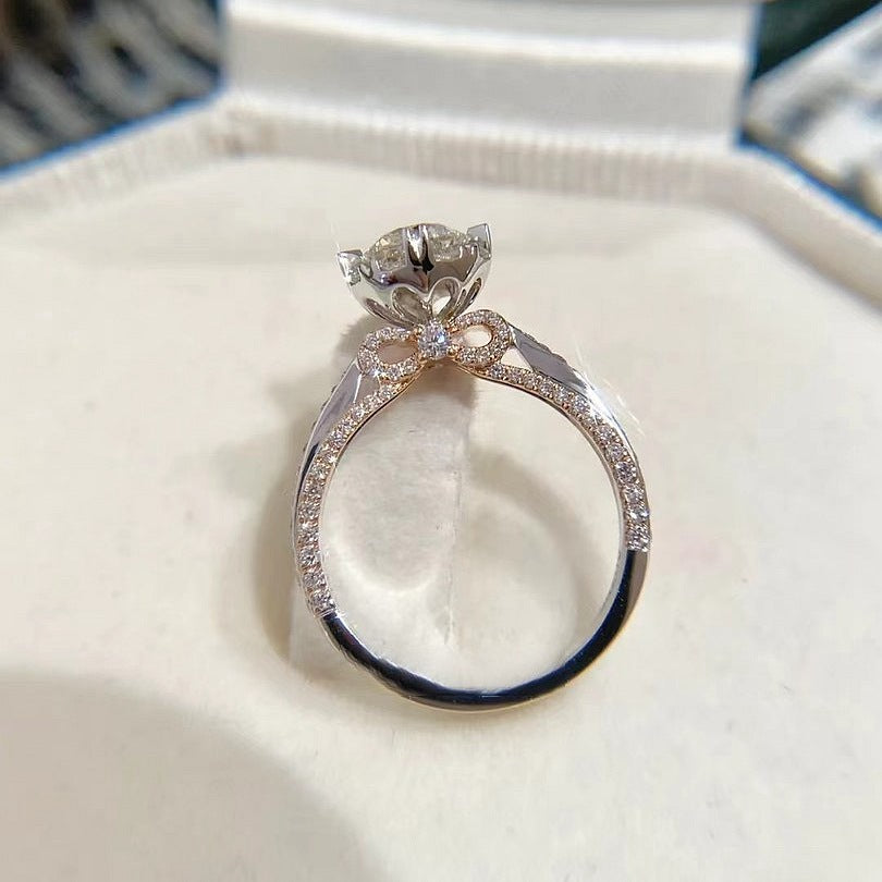 Sterling Silver Moissanite Ribbon Bow Ring – 1 Carat - Sassygrove