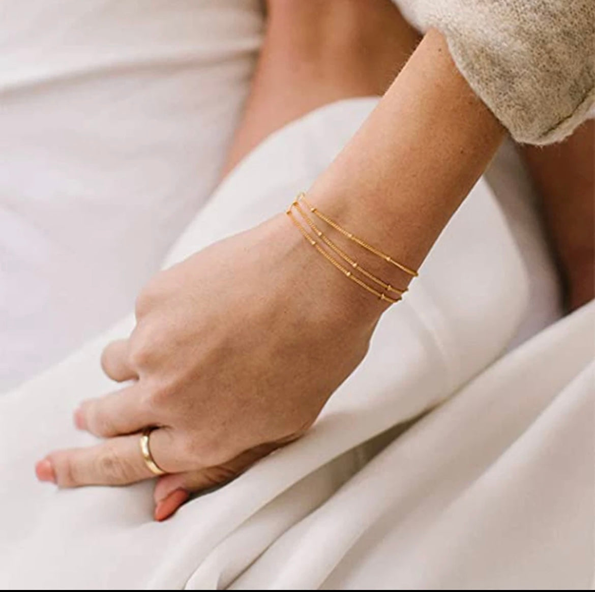 Triple layer beaded dainty bracelet - Sassygrove