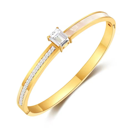 LUX diamond mother of pearl gold cuff - Sassygrove
