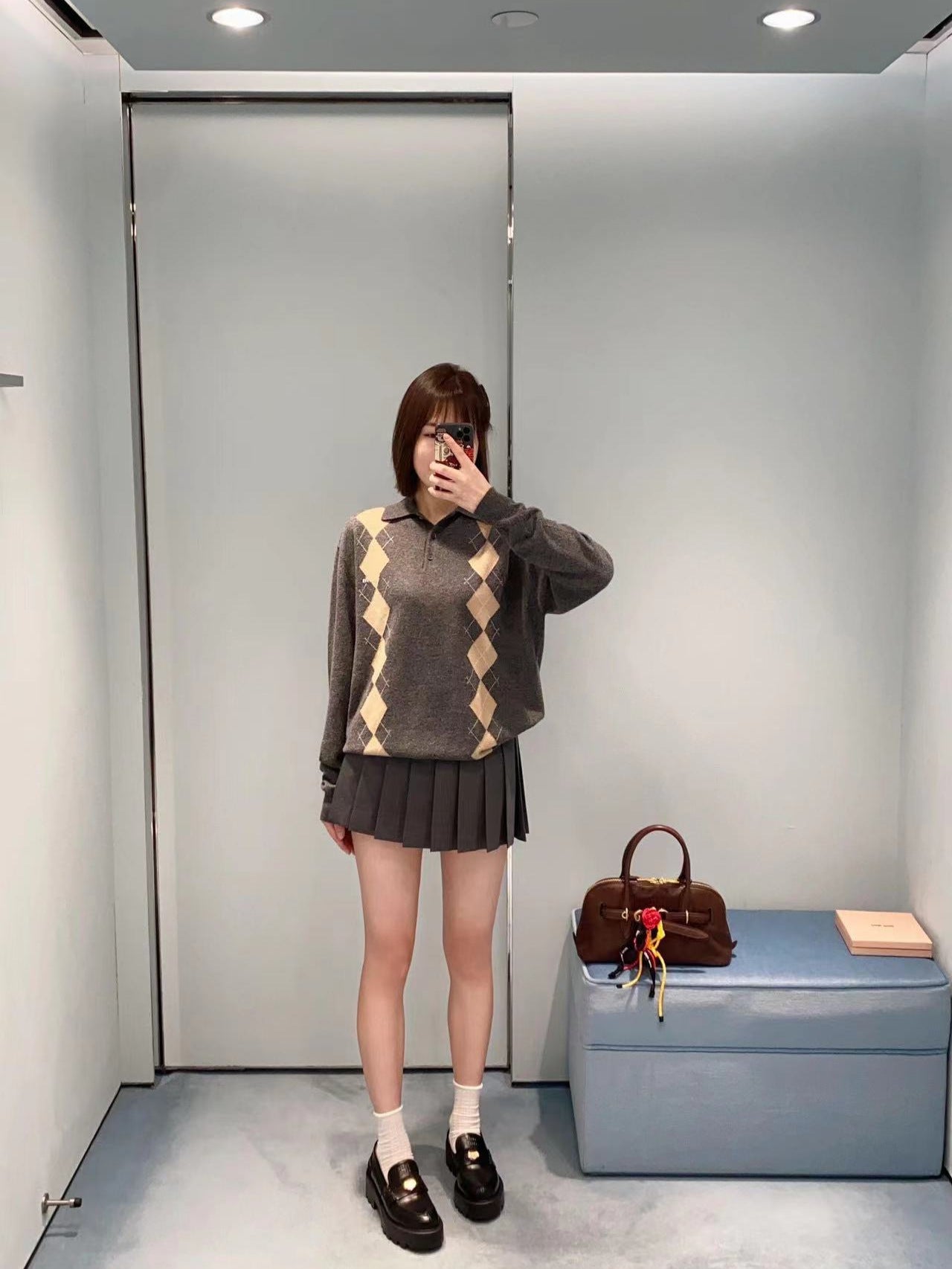 Argyle Knit Polo Sweater - Sassygrove