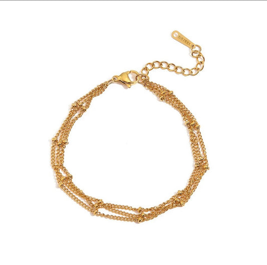 Triple layer beaded dainty bracelet - Sassygrove