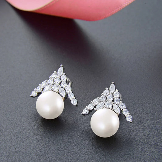 925 Sterling Silver Ice Queen Pearl Stud Earrings Arianna - Sassygrove