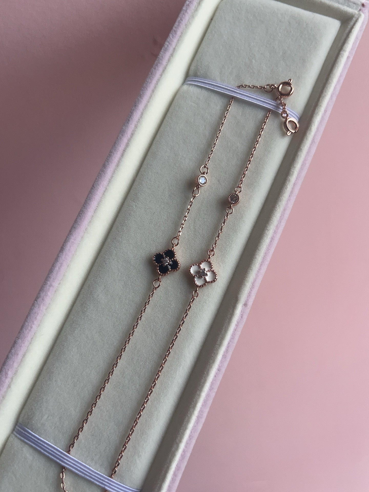 Dainty rose gold clover bracelet S925 - Sassygrove