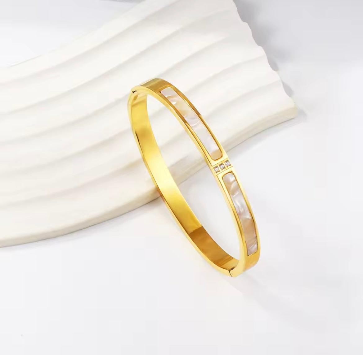 Tara mother of pearl bangle - Sassygrove