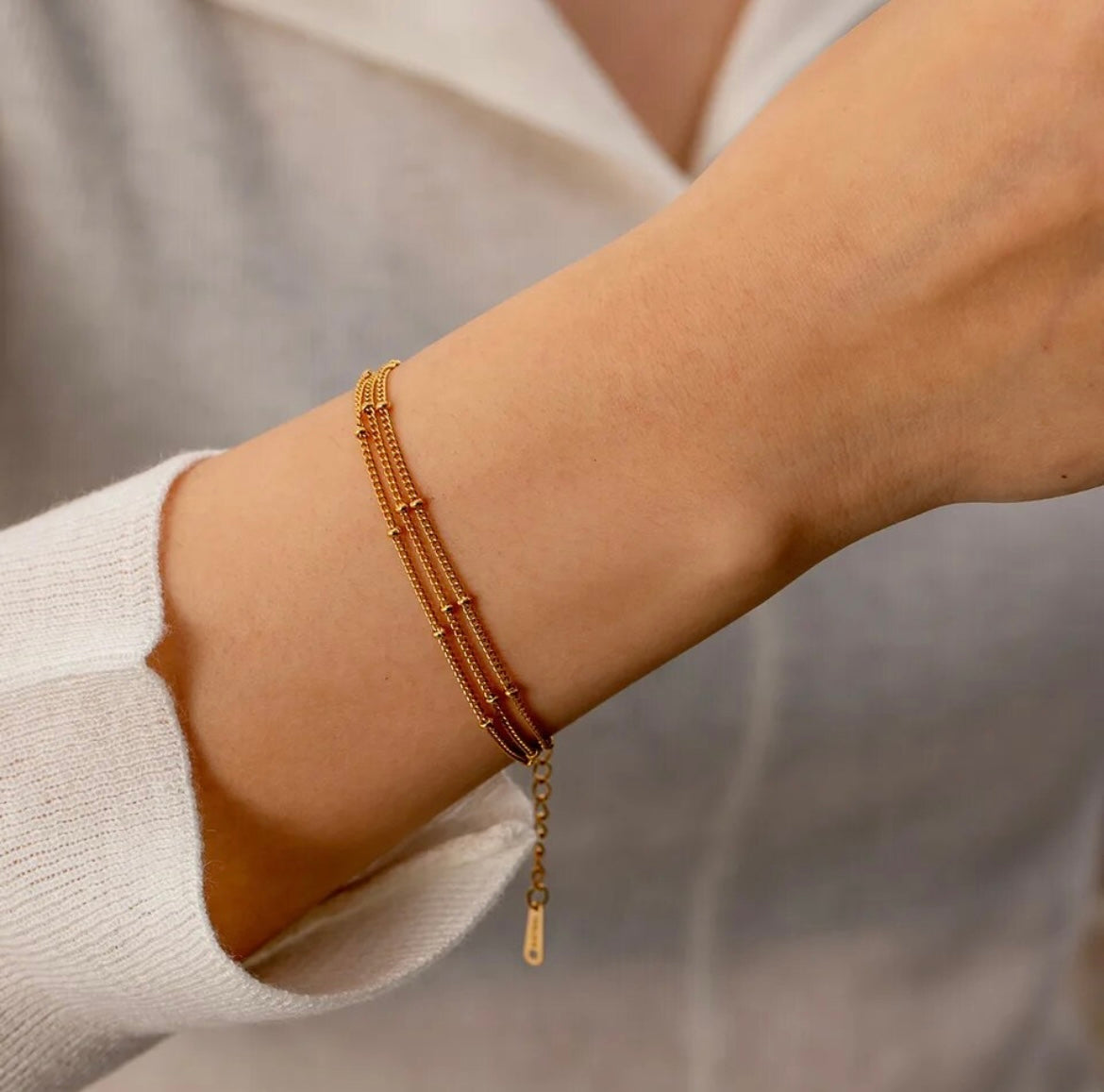 Triple layer beaded dainty bracelet - Sassygrove