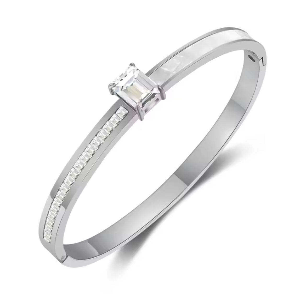 LUX diamond mother of pearl silver cuff - Sassygrove