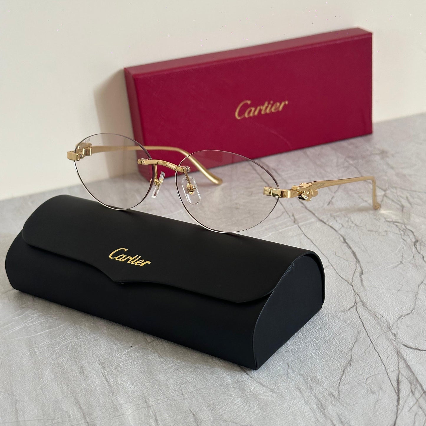 Cartier CT0362S Rimless Oval Sunglasses - Sassygrove