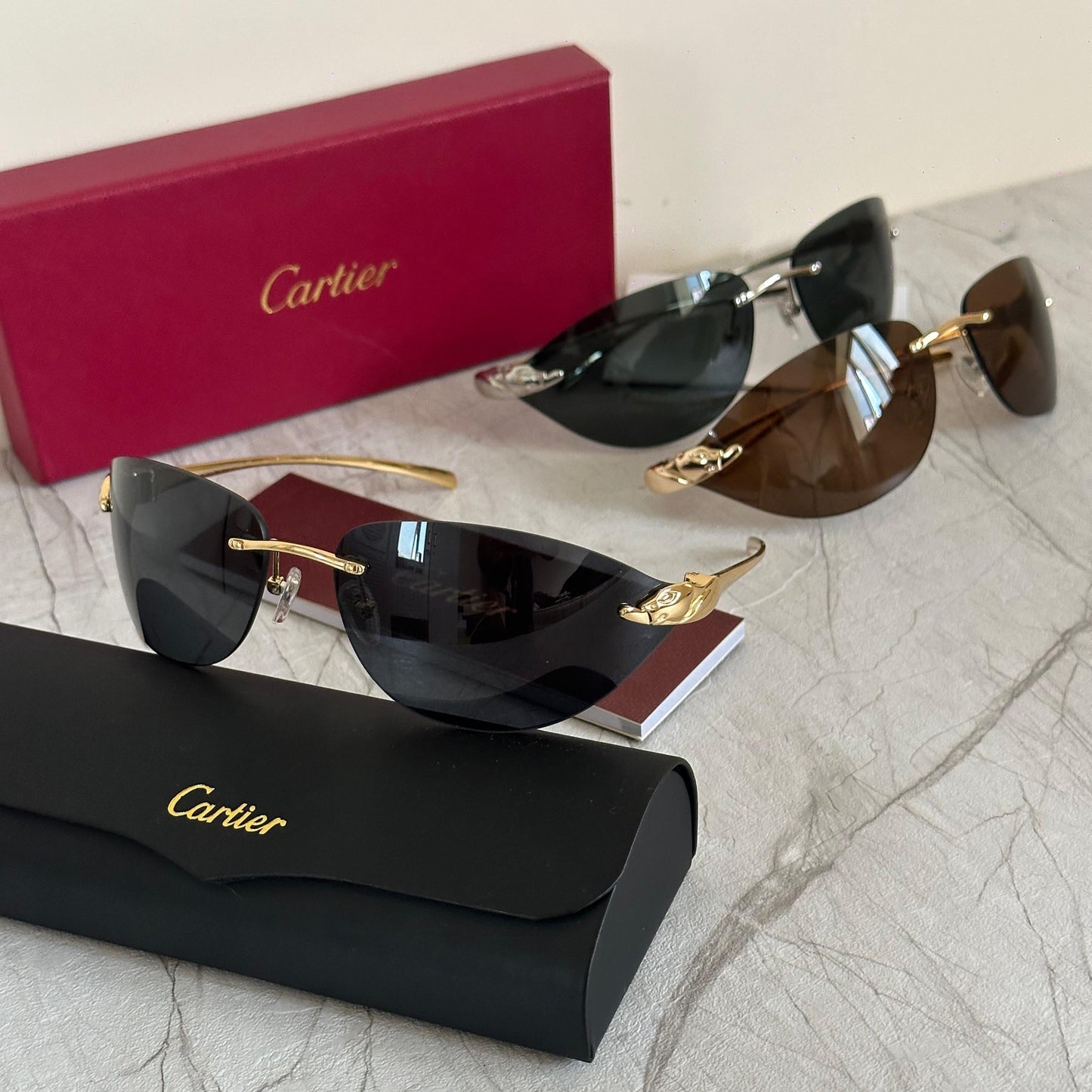 Cartier C Décor Cat-Eye Rimless Sunglasses - Sassygrove