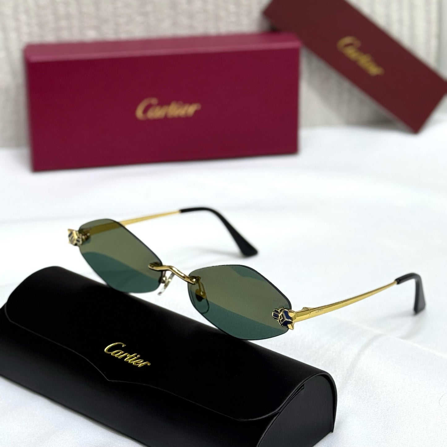 Cartier CT0190S Rimless Panther Sunglasses - Sassygrove