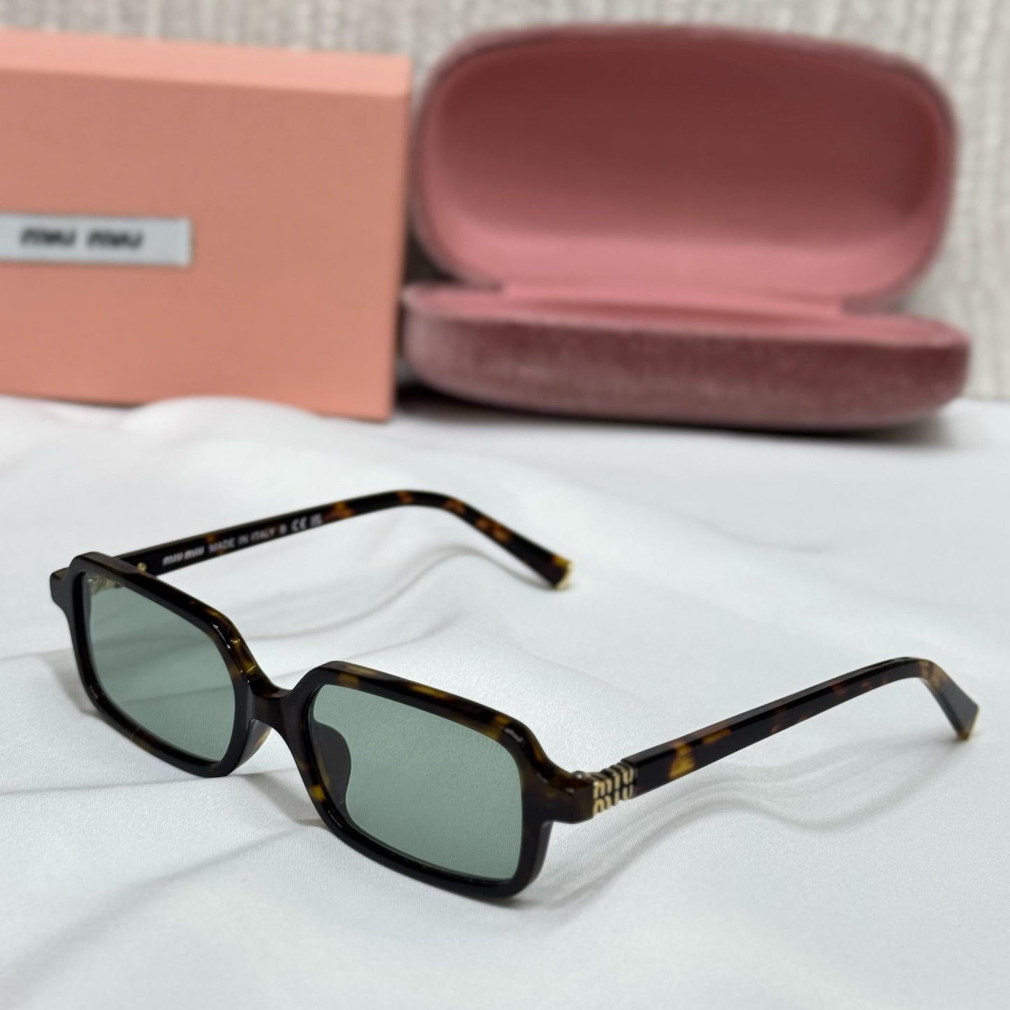 Miu Miu Slim Rectangle Frame Sunglasses - Sassygrove