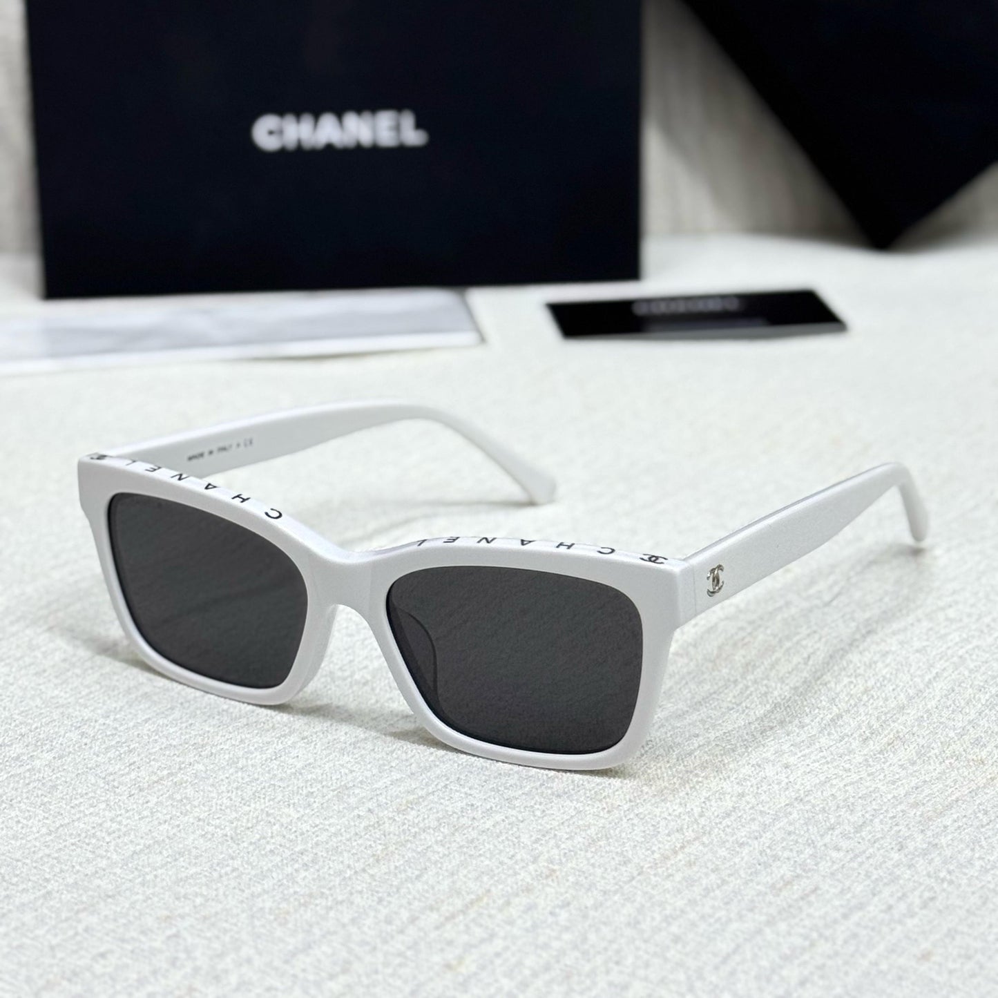 Chanel Logo-Brow Rectangular Sunglasses - Sassygrove