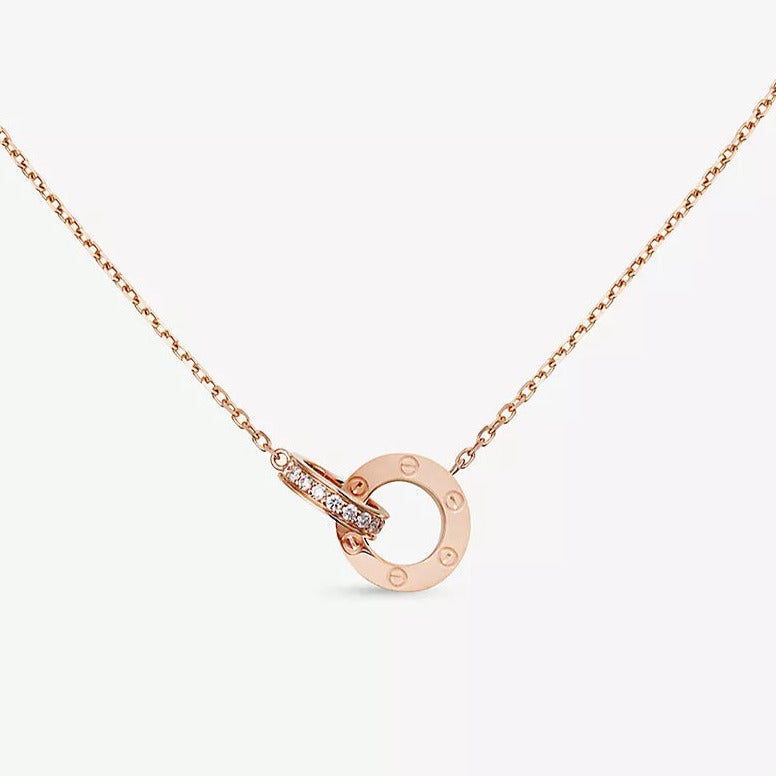 Rose Gold Tone Cubic Zirconia Necklace - Sassygrove