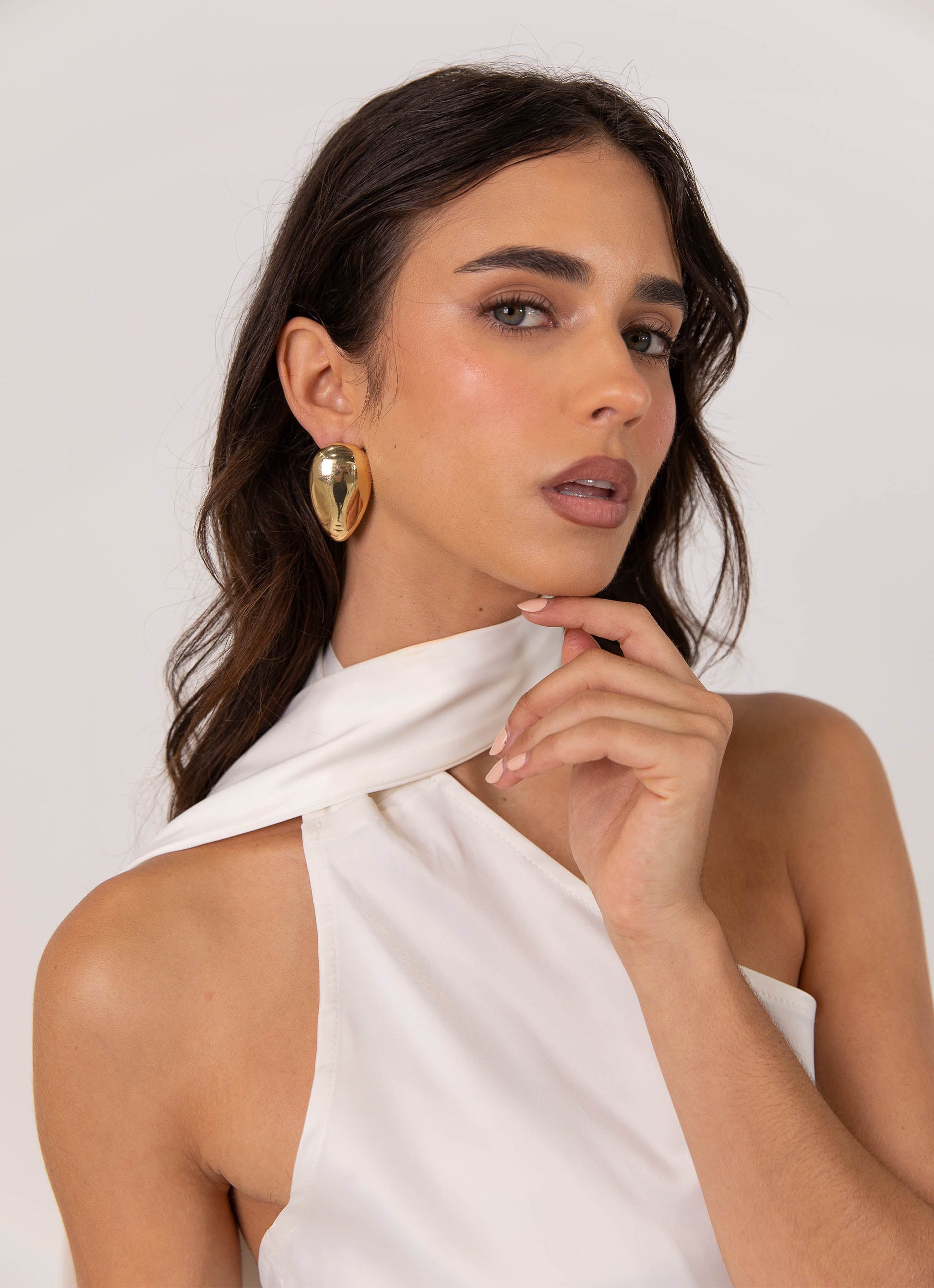 Cassandra Scarf Mini Dress - Pearl - Sassygrove