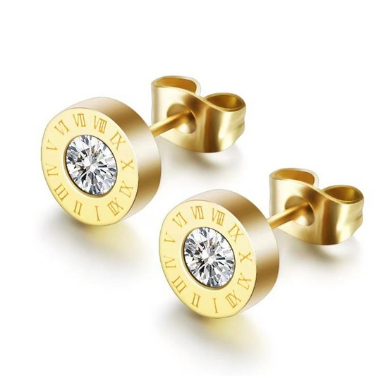 Crystal Gold Stud Earrings - Sassygrove