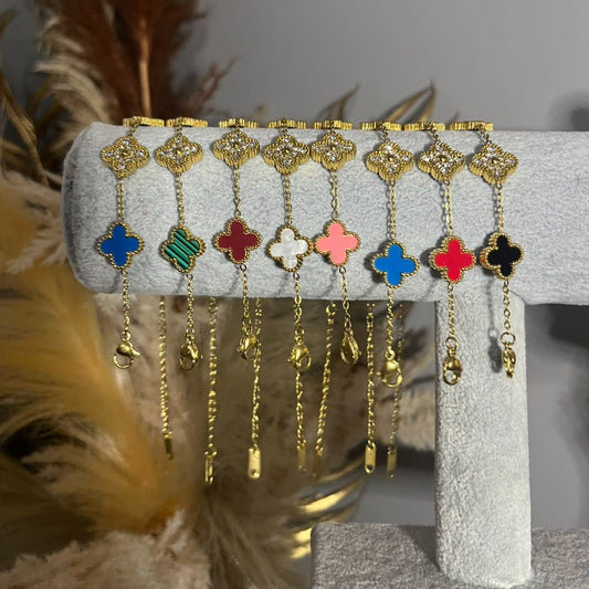Diamond Coloured Clover Bracelet - Sassygrove