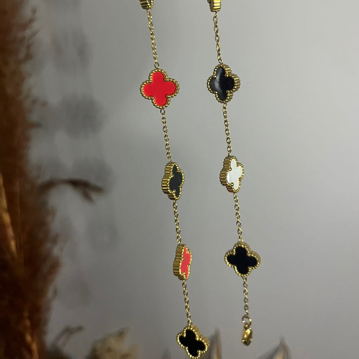 Gold Multi Colour Clover Bracelet - Sassygrove