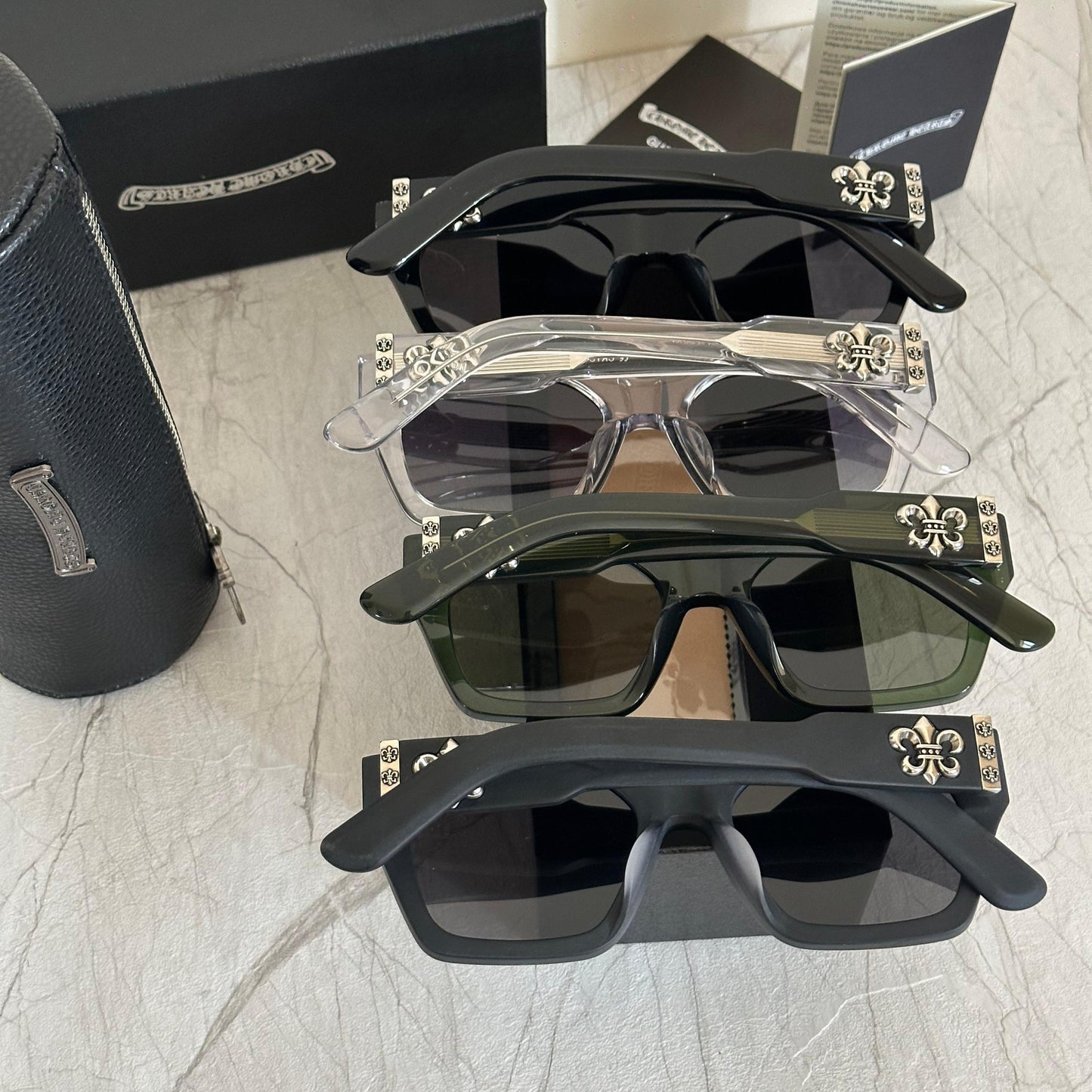 Chrome Hearts Fleur Oversized Flat-Top Sunglasses - Sassygrove