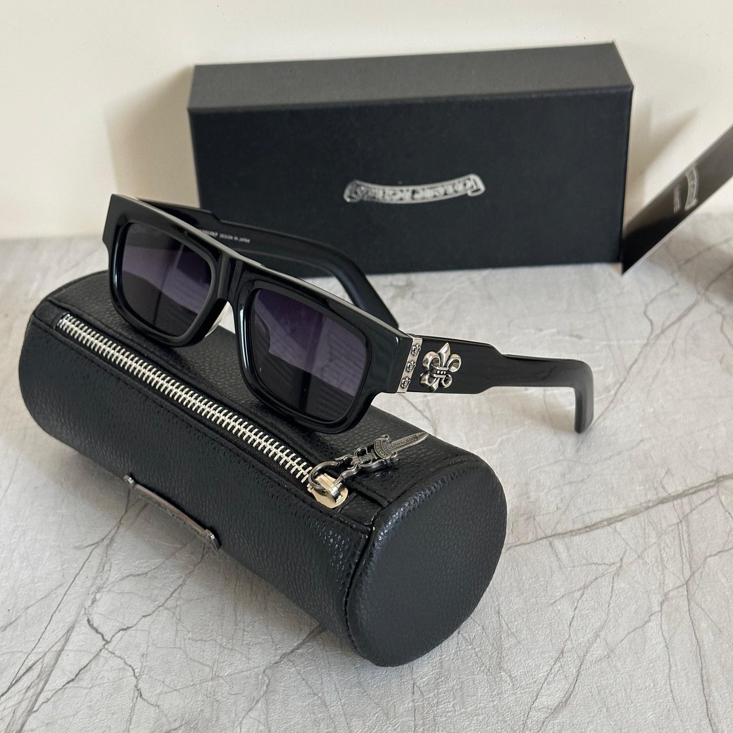 Chrome Hearts Fleur de Lys Rectangle Sunglasses - Sassygrove