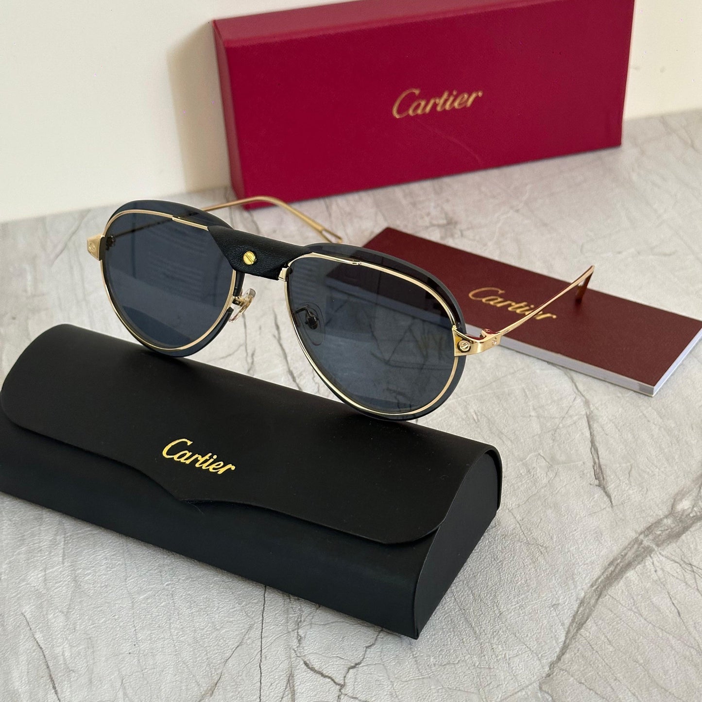 Cartier CT0046S Santos de Cartier Pilot Sunglasses - Sassygrove