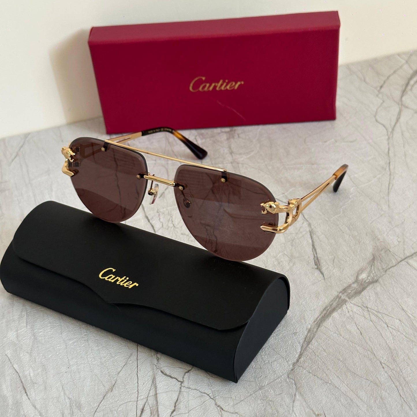 Cartier CT0368S Panthère de Cartier Shield Sunglasses - Sassygrove