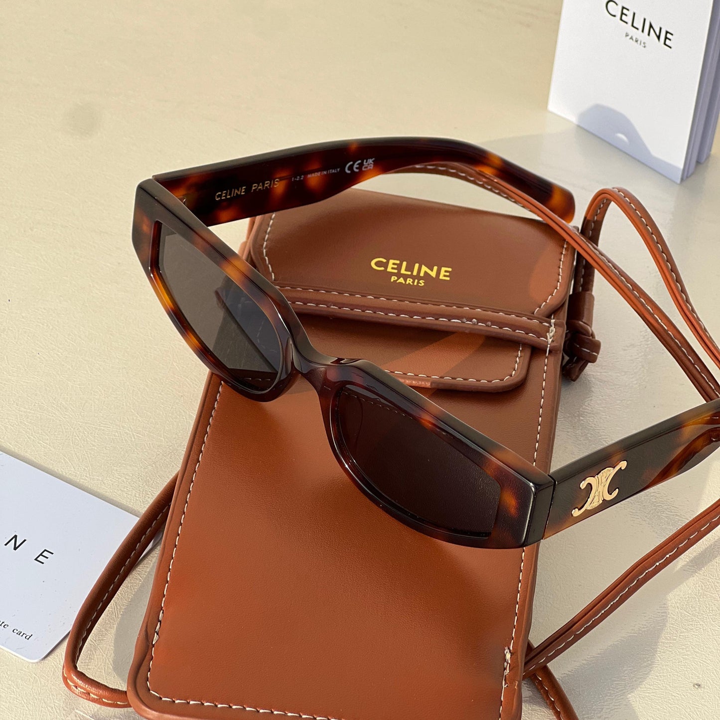 Celine Triomphe Oval Sunglasses in Tortoise - Sassygrove