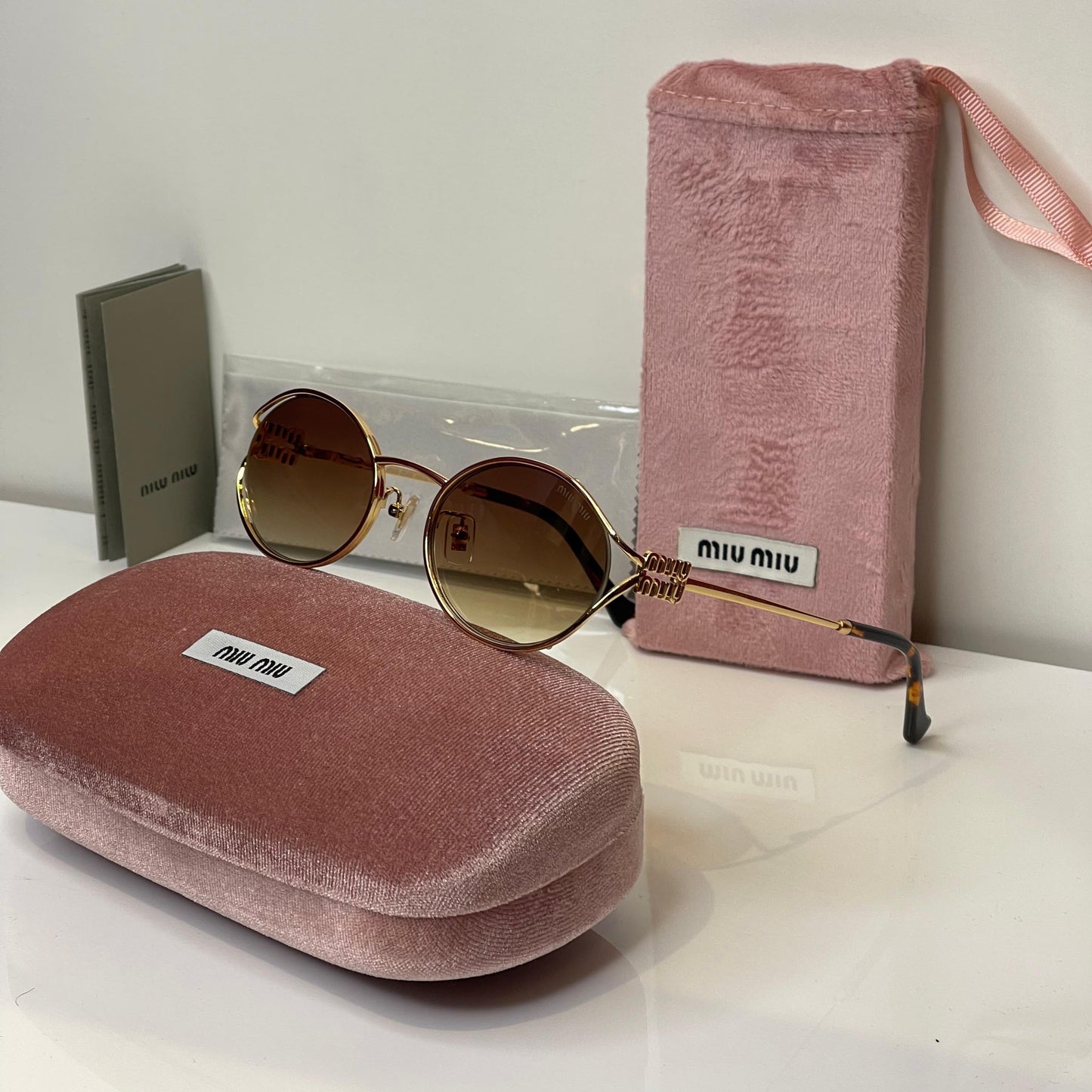 Miu Miu Round Gold Frame Sunglasses - Sassygrove