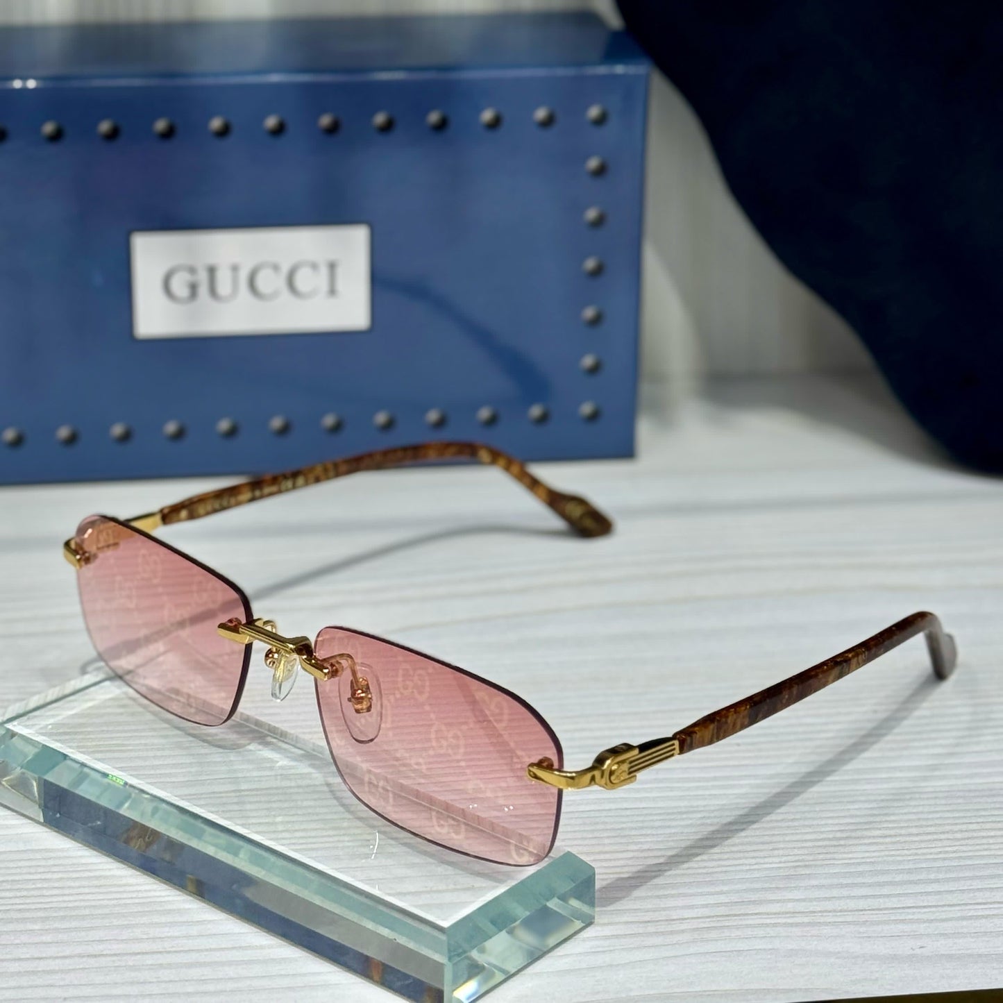 Gucci GG1423S Rimless Rectangular Sunglasses - Sassygrove