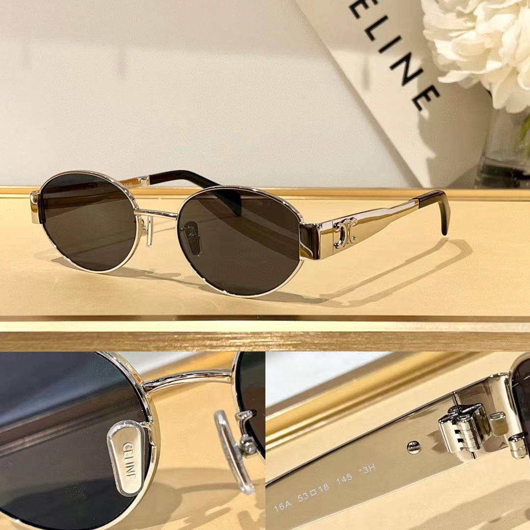 Celine Oval Triomphe Chain-Arm Sunglasses - Sassygrove