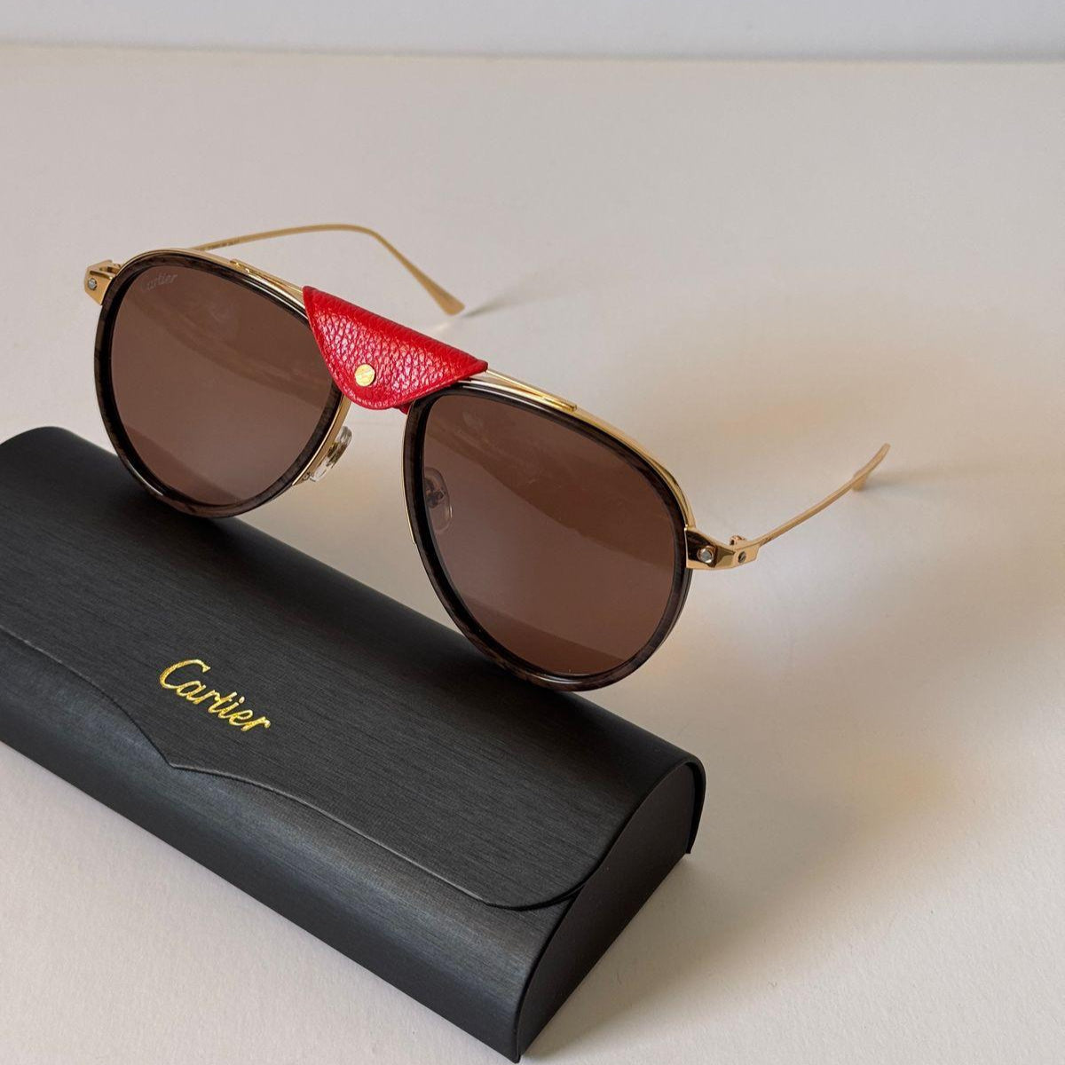 Cartier Buffalo Horn Leather Pilot Sunglasses - Sassygrove