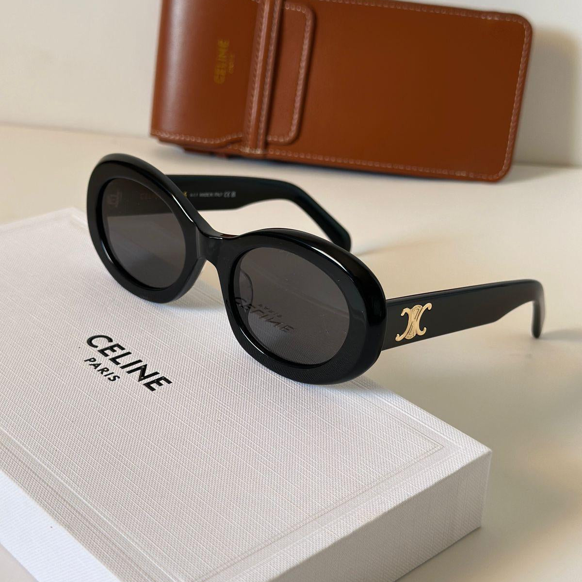 Celine Triomphe Oval Acetate Sunglasses - Sassygrove