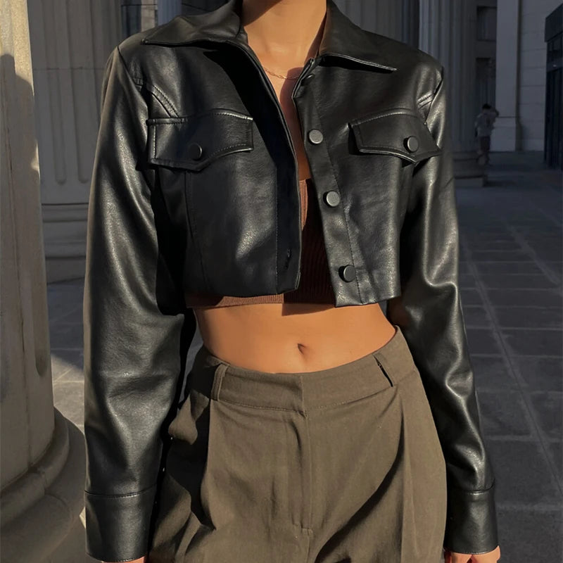 Faux Leather Short Jacket - Sassygrove