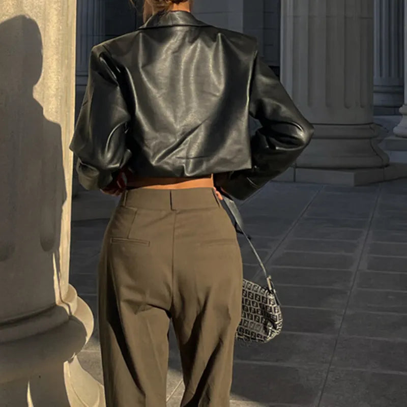 Faux Leather Short Jacket - Sassygrove